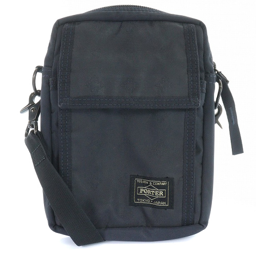 【美品】PORTER ポーター ショルダーバッグ ロゴ 黒 ポーター ロゴ入り ブラック サコッシュ ショルダーバッグ 男女兼用