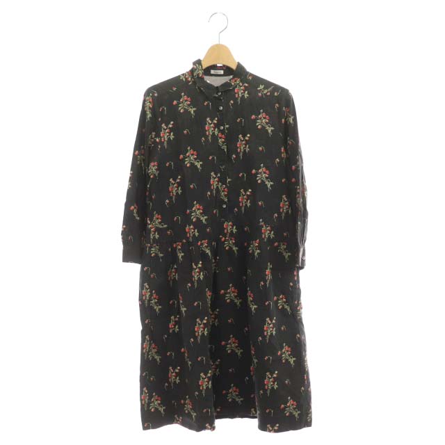 ハウピア Haupia 赤いちご黄いちごワンピース 長袖 ロング 総柄 38 黒 ブラック Mf Os レディース 170 ベクトルパーク