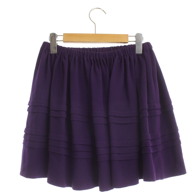 ミュウミュウ miumiu ミニ丈ギャザースカート フレア 38 紫 パープル  