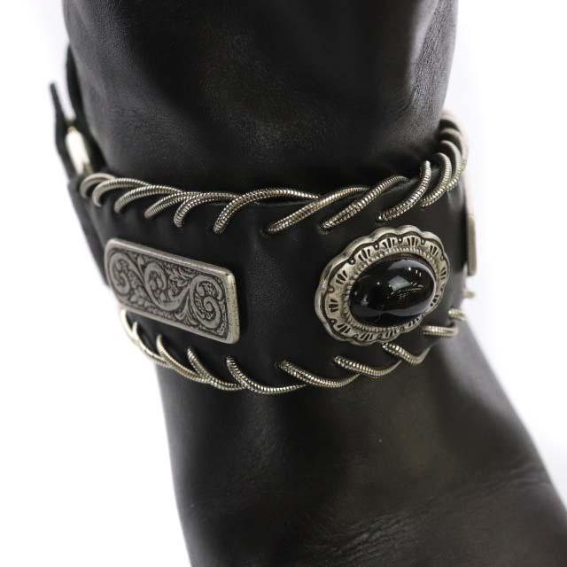 ディーゼル DIESEL ウエスタンブーツ ショート ベルト レザー 38 黒 