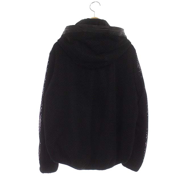 ディーゼル DIESEL パーカー ジップアップ 切替 レザー メッシュ XS 黒 