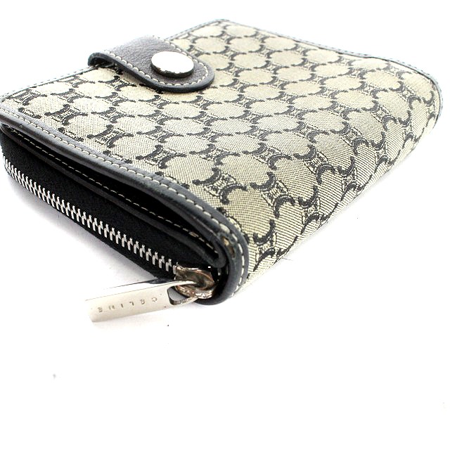 セリーヌ CELINE 財布 二つ折り マカダム柄 ラウンドファスナー レザー