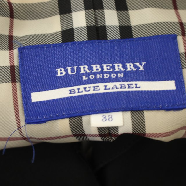 バーバリーブルーレーベル ノバチェック ウール コート ブルー 青 38 M
