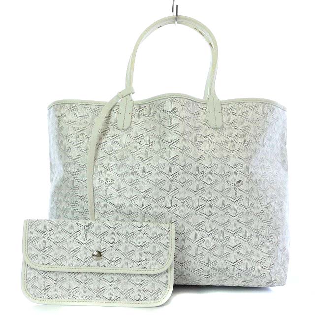 ゴヤール GOYARD サンルイPM トートバッグ PVC レザー ポーチ付き 白 