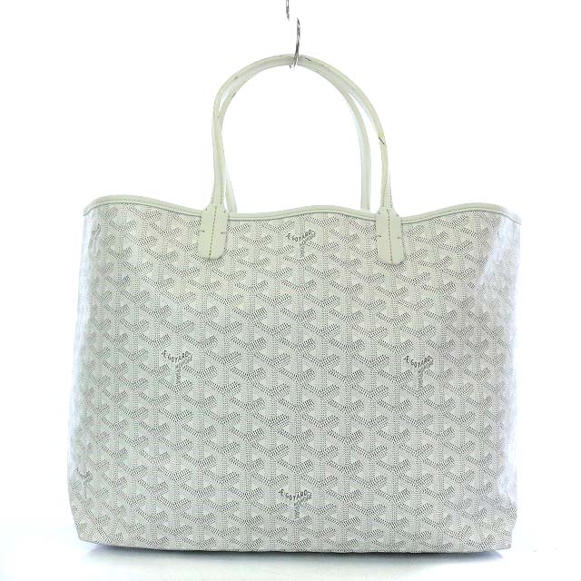 ゴヤール GOYARD サンルイPM トートバッグ PVC レザー ポーチ付き 白 