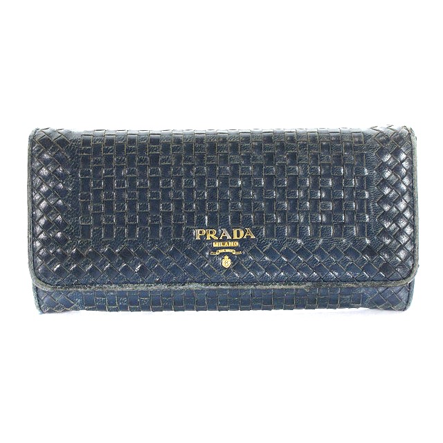 PRADA プラダ 長財布 レザー ブルー 箱付き 正規品　ヴィンテージ PRADA（プラダ） 【LaGヴィンテージ】PRADA 長財布 Logo Long Wallet