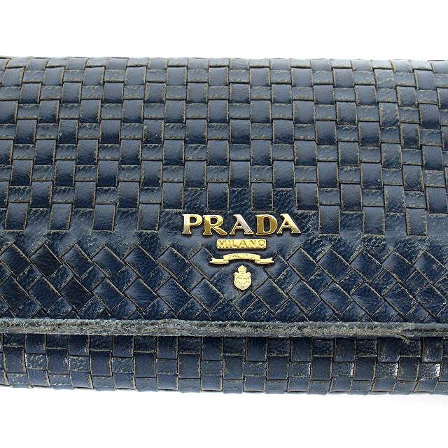 PRADA ブルー 編み込み 長財布 【公式通販】