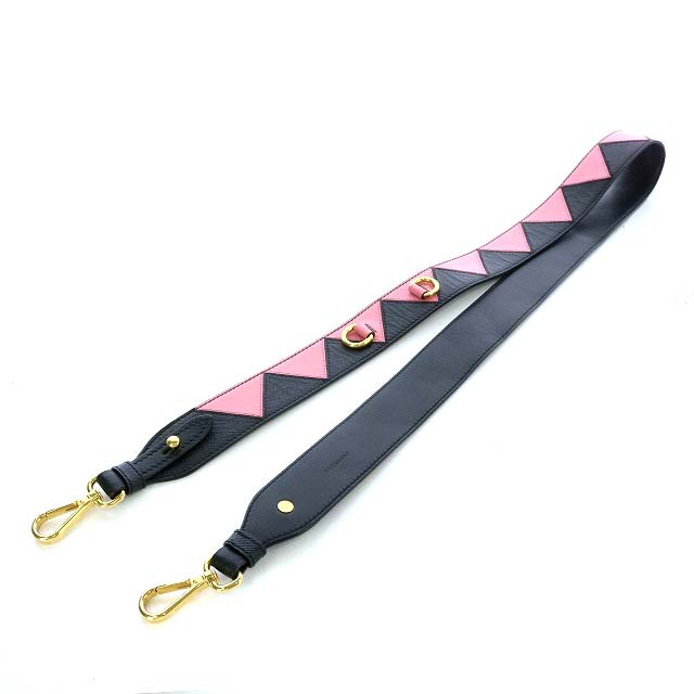プラダ PRADA ショルダーストラップ レザー バイカラー 黒 ブラック