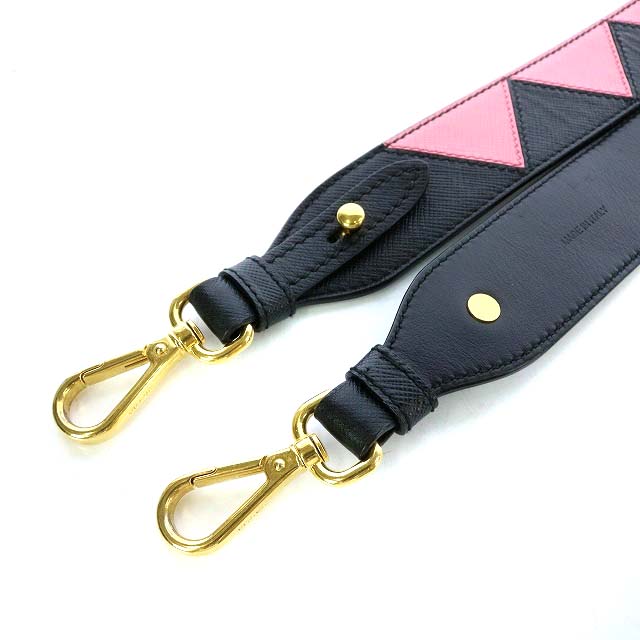 プラダ PRADA ショルダーストラップ レザー バイカラー 黒 ブラック  