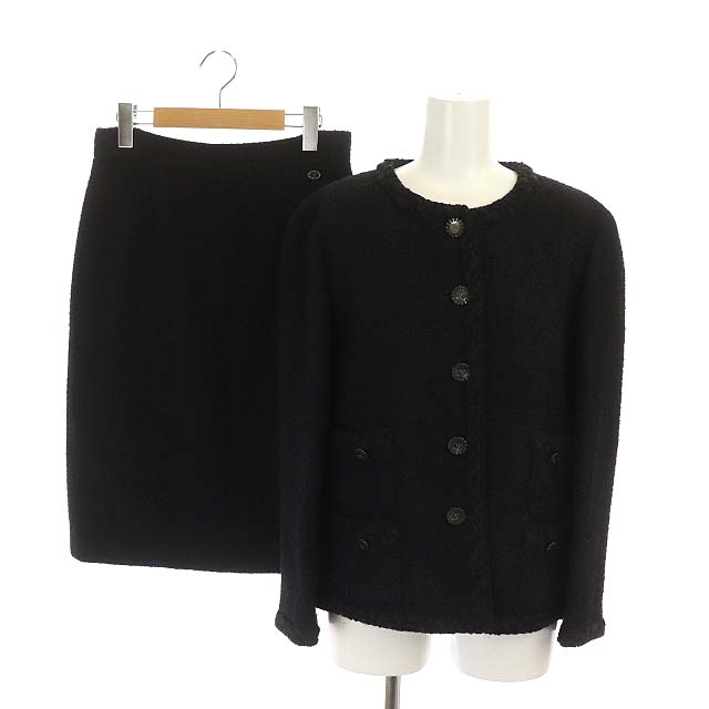 シャネル CHANEL 11C スーツ セットアップ 上下 ツイードノーカラー  