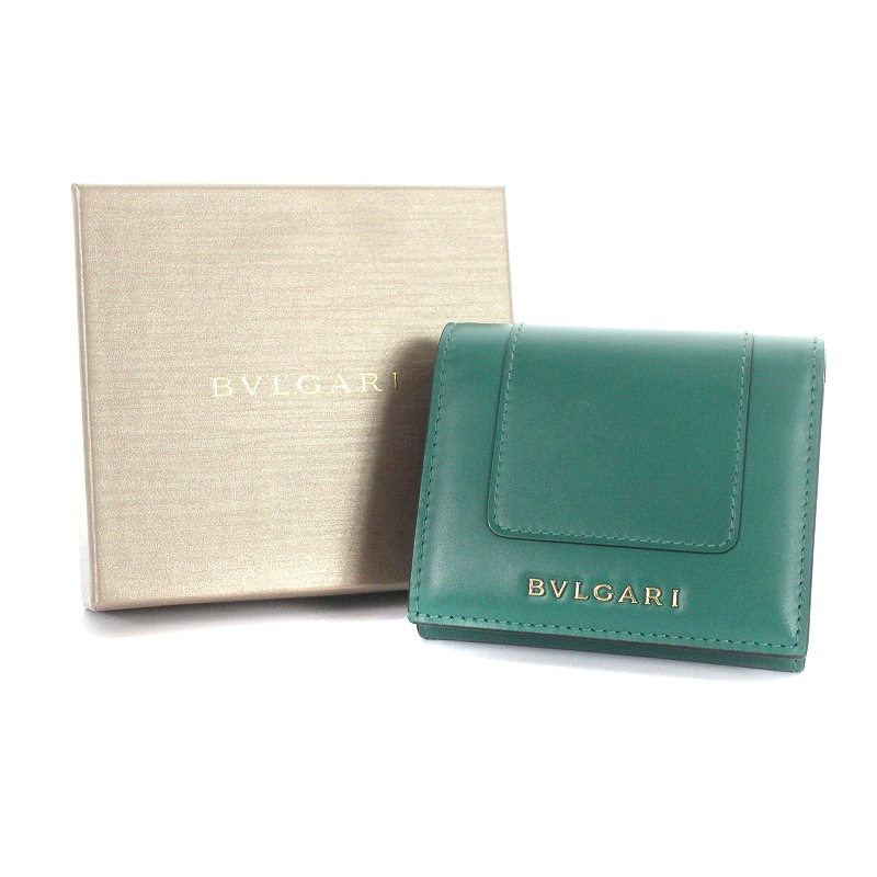 【極美品】ブルガリ　セルペンティ　二つ折り　財布　フォーエバー　レザー　緑 haibanya_17967
