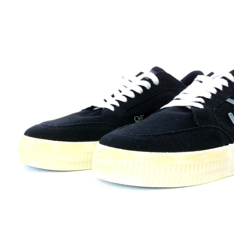 オフホワイト OFF WHITE VULCANIZED ECO CANVAS スニーカー オマージュ ローカット キャンバス 43 28cm 黒 ブラック /YO18 ■AD メンズ