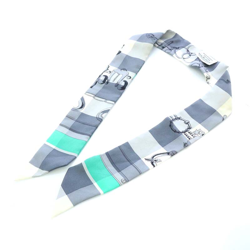 エルメスシルク製 チェック柄 ツイリー