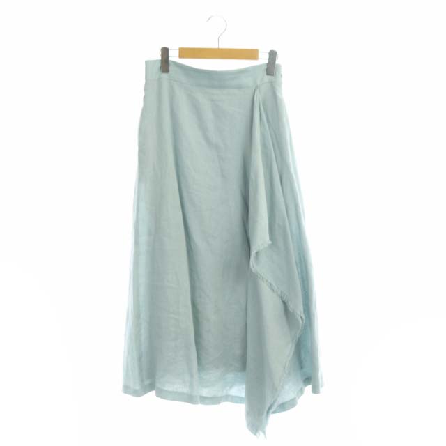 エブール ebure リネンロングスカート フレア 38 ライトブルー /HK  