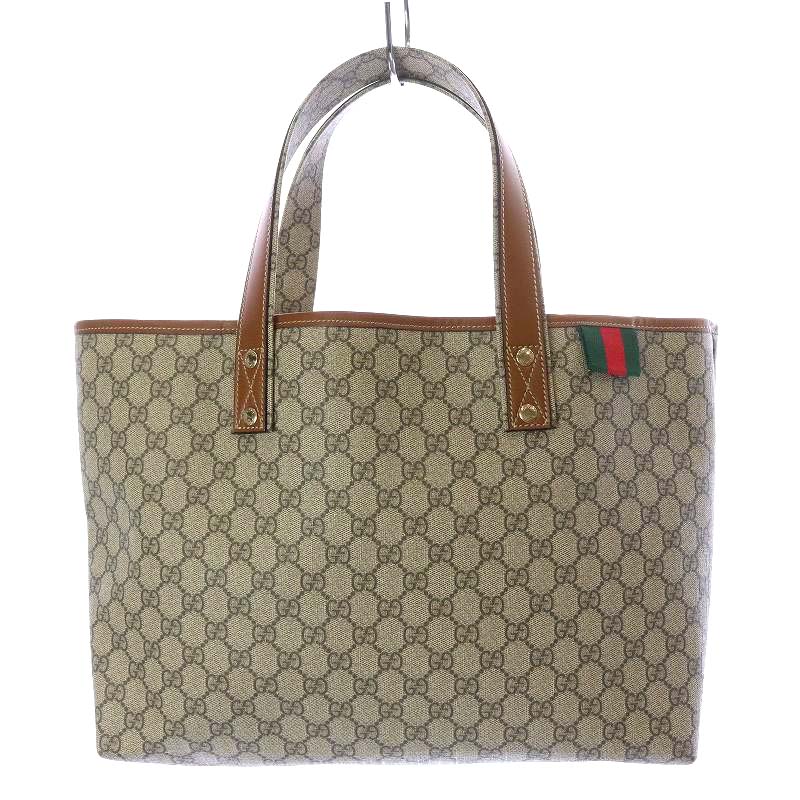 グッチ GUCCI シェリーライン トートバッグ GGスプリーム PVC ベージュ 
