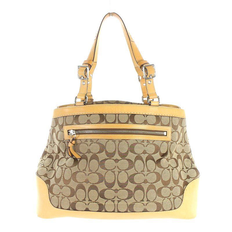 コーチ COACH トートバッグ シグネチャー キャンバス レザー ベージュ 