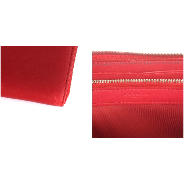 コーチ COACH 長財布 ラウンドファスナー レザー 赤 レッド /AK32