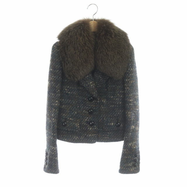 BURBERRY　ブラックレーベル　フォックスファー　ツイードコート　アルパカ BURBERRY ブラックレーベル フォックスファー ツイードコート アルパカ
