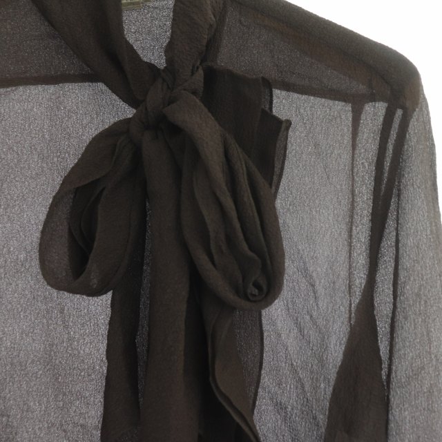 エルメス エルメス シルクシアーボウタイブラウス シャツ 前開き 長袖