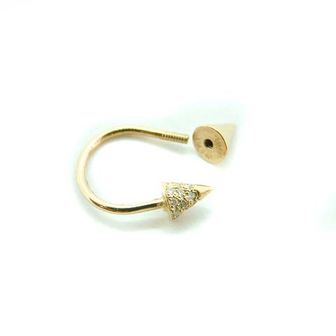 アーカー AHKAH リベットハング ピアス 片耳用 K18 YG ダイヤ 0.06ct  