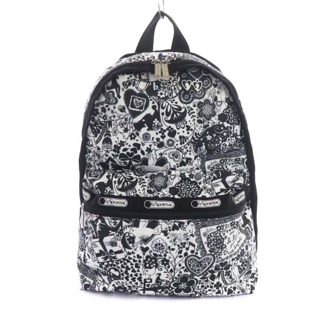 レスポートサック LesportSAC リュック バックパック ナイロン 総柄 黒 