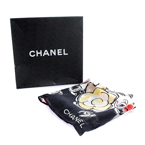 シャネル CHANEL ココマーク カメリア ストール スカーフ シルク