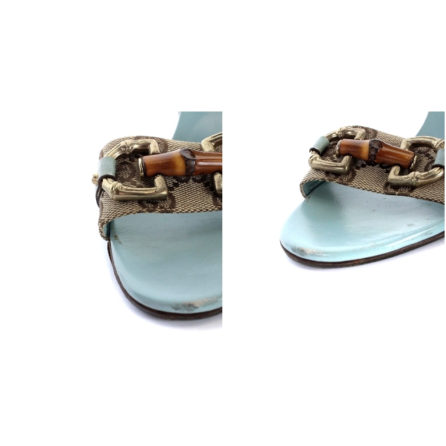 グッチ GUCCI ミュール サンダル GGキャンバス バンブー チャンキー 