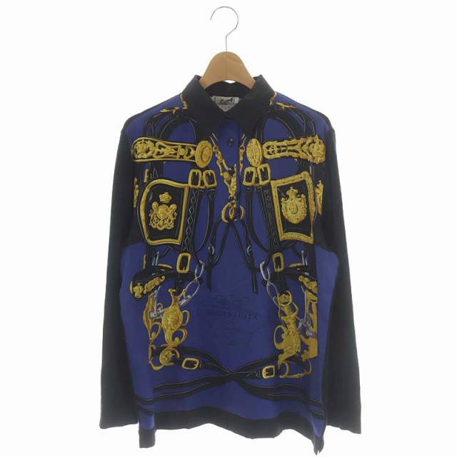 【a1020】HERMES エルメス 希少 半袖 シャツ スカーフ柄 XL 薄手 HERMES エルメス 半袖Tシャツ レディース マキシ エプロン