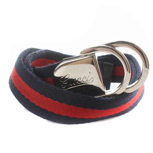 グッチ GUCCI シェリーライン ベルト ロゴ M 紺 ネイビー 赤 レッド  