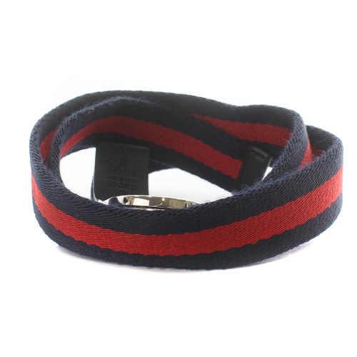 グッチ GUCCI シェリーライン ベルト ロゴ M 紺 ネイビー 赤 レッド 