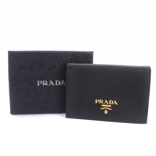 早い者勝ち！！PRADA 名刺入れ 黒 イタリア製 プラダ 名刺入れ レディース SAFFIANO METAL レザー イタリア