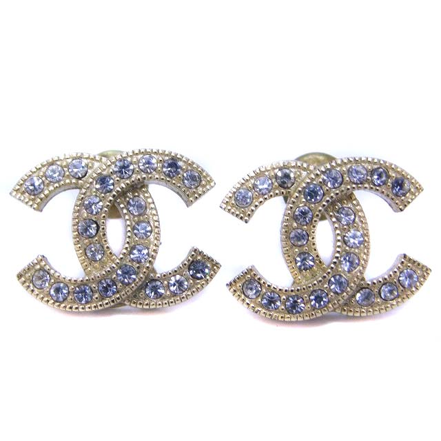 シャネル CHANEL ピアス ラインストーン ココマーク ゴールド色 C20K  