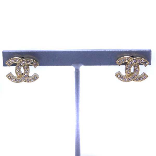 シャネル CHANEL ピアス ラインストーン ココマーク ゴールド色 C20K  