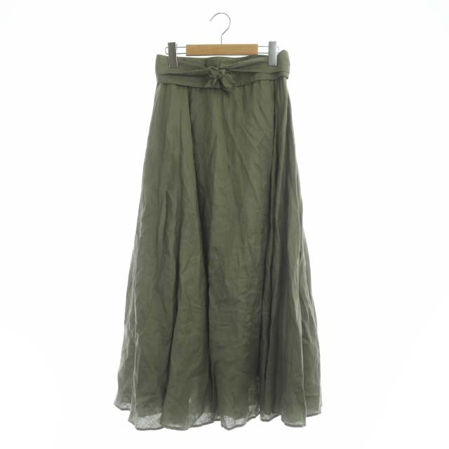 スピック&スパン Spick&Span 20SS ロングスカート フレア リネン サーキュラー 38 カーキ /AO ■OS レディース