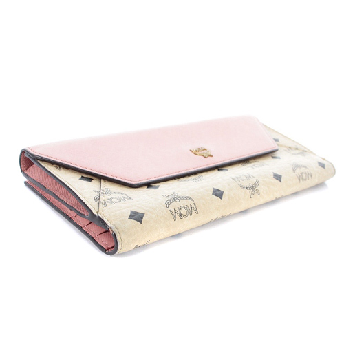 エムシーエム MCM 長財布 ロゴ 総柄 べージュ ピンク /SR30 レディース