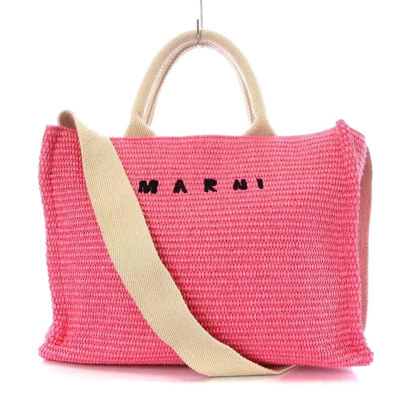 マルニ MARNI SMALL TOTE かごバッグ バスケット トートバッグ ショルダーバッグ 2way ロゴ ピンク SHMP0077U0 /YO22 レディース