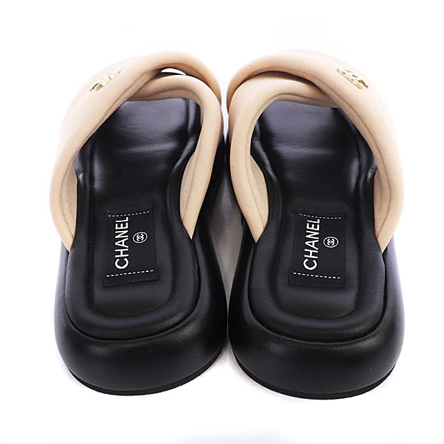 未使用品 シャネル CHANEL 22SS ミュール クロスバンドサンダル ココ 