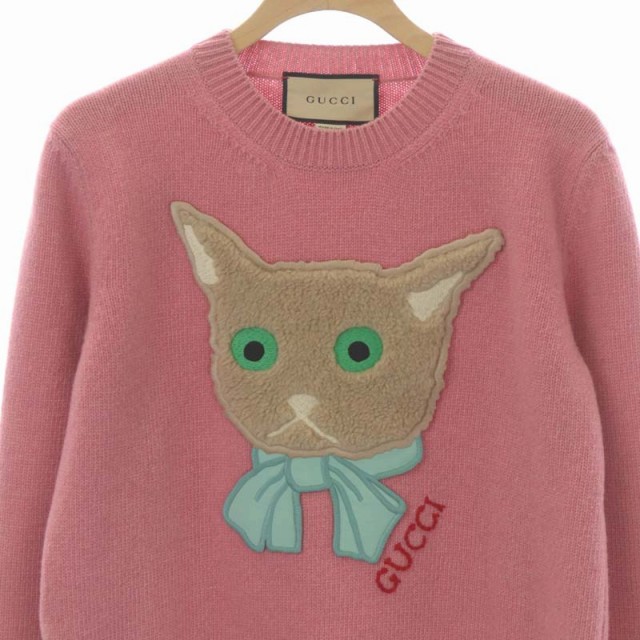 グッチ GUCCI キャット パッチ ウール ニット セーター 長袖 プル 
