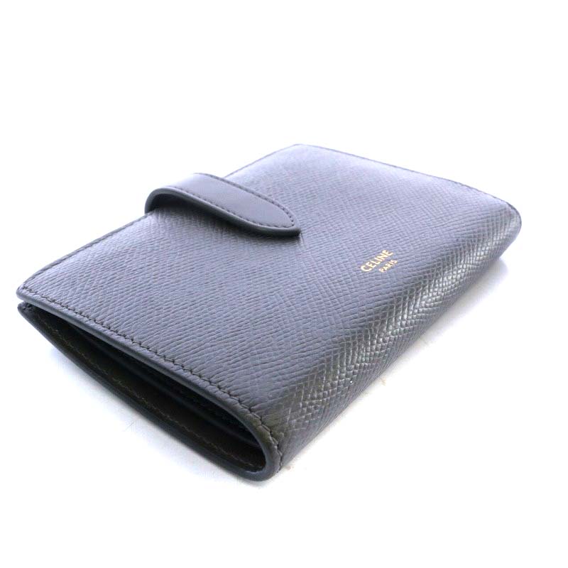 CELINE セリーヌ 財布 折財布 ストラップ 青 グレー（美品 CELINE 