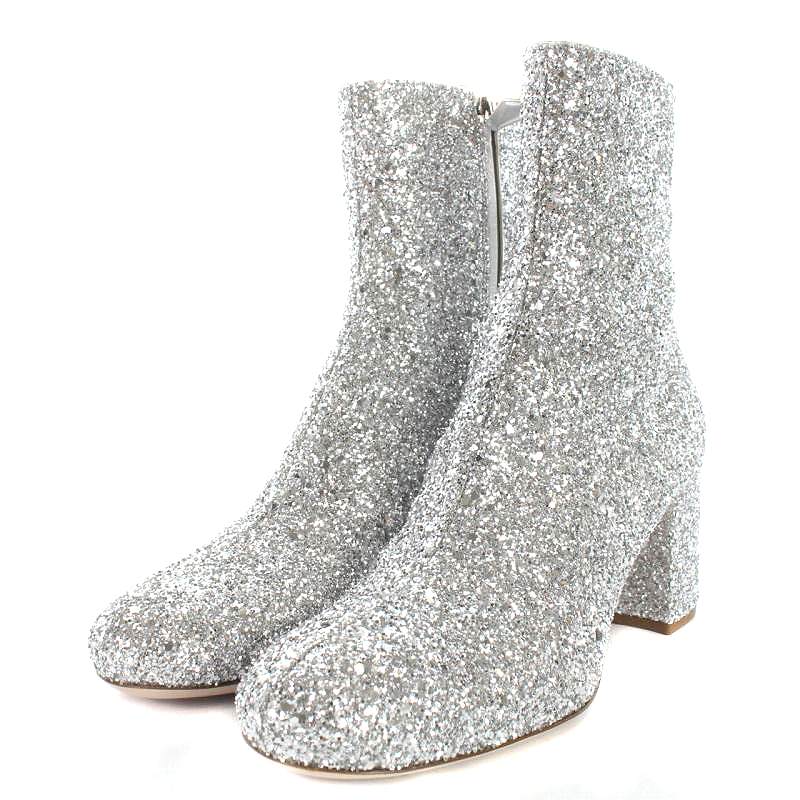 ミュウミュウ miumiu ホログラム ショートブーツ チャンキーヒール 