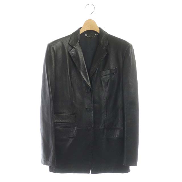 グッチ GUCCI レザー3Bテーラードジャケット 羊革 シングル 38 黒 