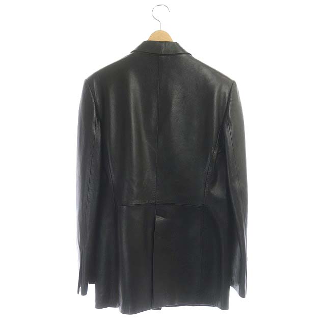 グッチ GUCCI レザー3Bテーラードジャケット 羊革 シングル 38 黒 