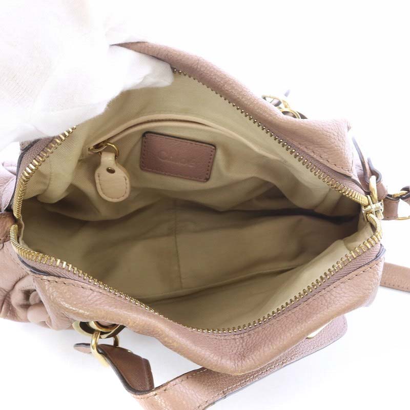 ピンクベージュ レザー クロエ　パラティ　2way ショルダー　ハンドバッグ クロエ CHLOE パラティ ハンドバッグ ショルダーバッグ 2way