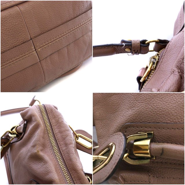 ピンクベージュ レザー クロエ　パラティ　2way ショルダー　ハンドバッグ クロエ CHLOE パラティ ハンドバッグ ショルダーバッグ 2way