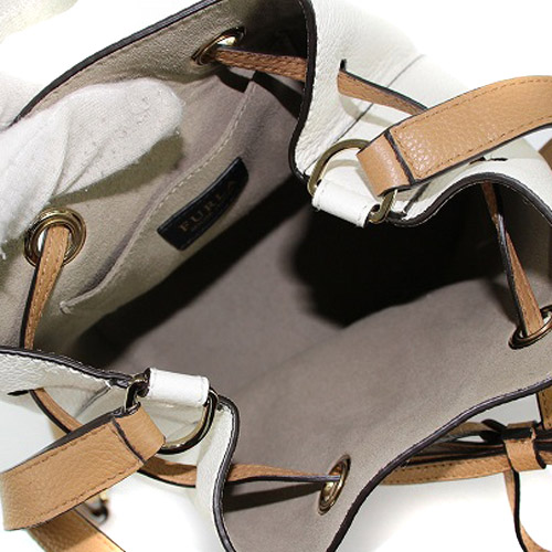 フルラ FURLA コスタンザ ショルダーバッグ 巾着 レザー ロゴ 白