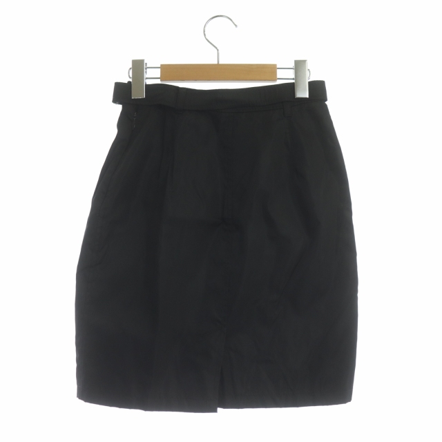 プラダ PRADA ベルト付き ナイロンタイトスカート 台形 ミニ S 黒  