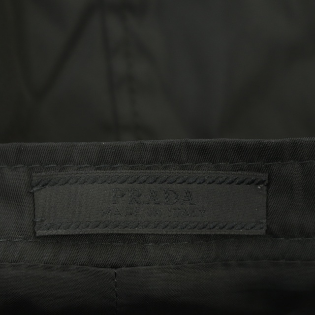プラダ PRADA ベルト付き ナイロンタイトスカート 台形 ミニ S 黒 