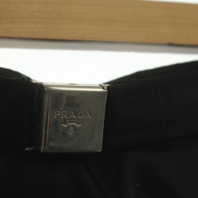 プラダ PRADA ベルト付き ナイロンタイトスカート 台形 ミニ S 黒 