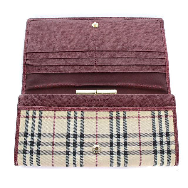 バーバリー BURBERRY 長財布 ノバチェック がま口 ロゴ べージュ 