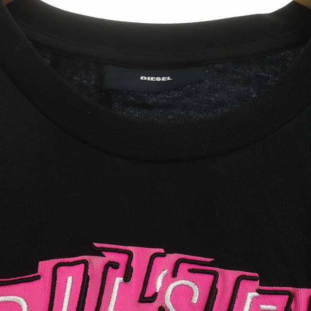 ディーゼル DIESEL ロゴ Tシャツ カットソー 半袖 ピンク XS 黒
